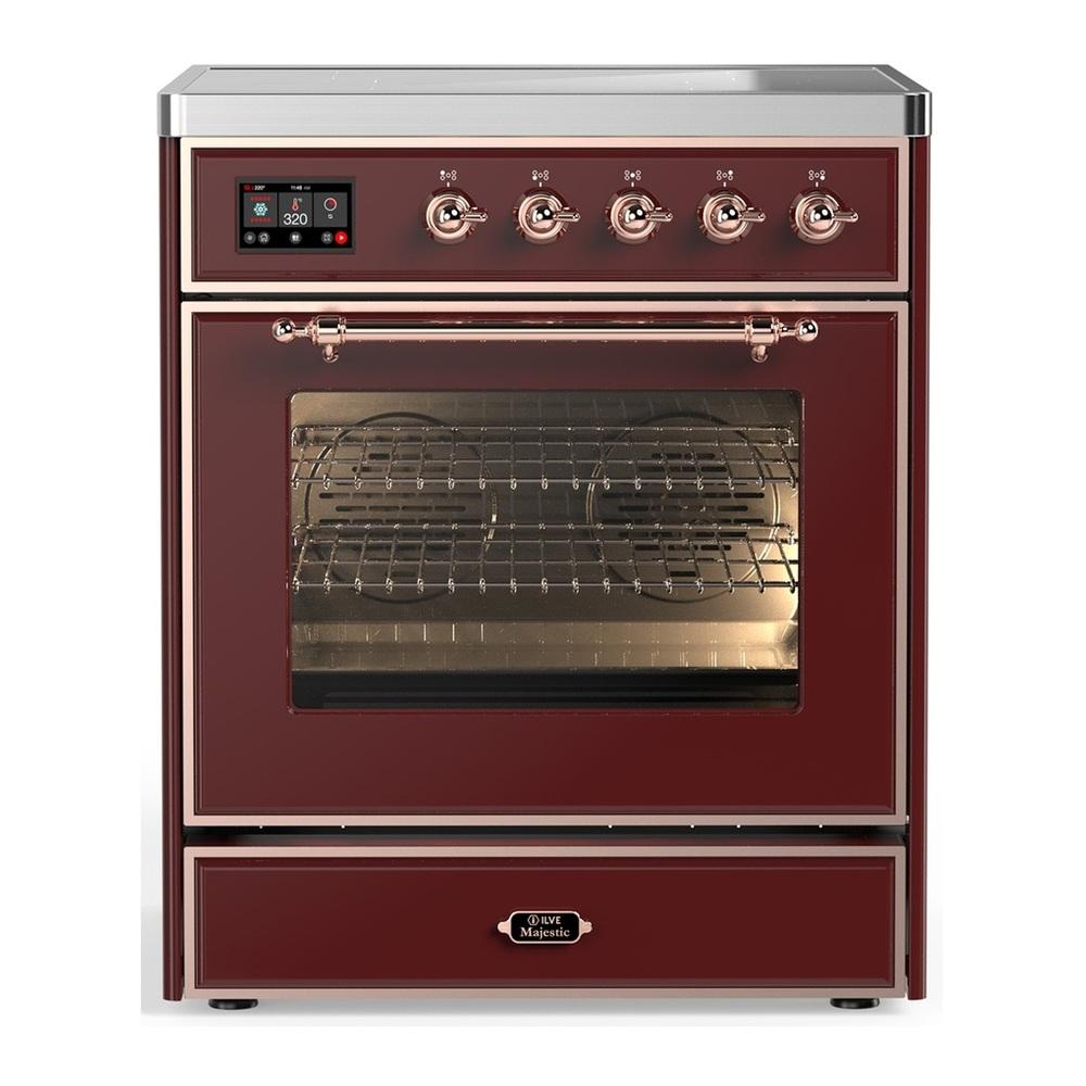 Ilve UMIB30NR3BUP Ilve Umib30Nr3Bup Majestic Iii 30 Inch Induction Range With 4 Elements, 4 Cu. Ft. Oven Capacity (Triple Glass Door, Burgundy, Copper)