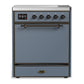 Ilve UMIB30QNR3BGB Ilve Umib30Qnr3Bgb Majestic Iii 30 Inch Induction Range With 4 Elements, 4 Cu. Ft. Oven Capacity (Solid Door, Blue Grey, Burnished)