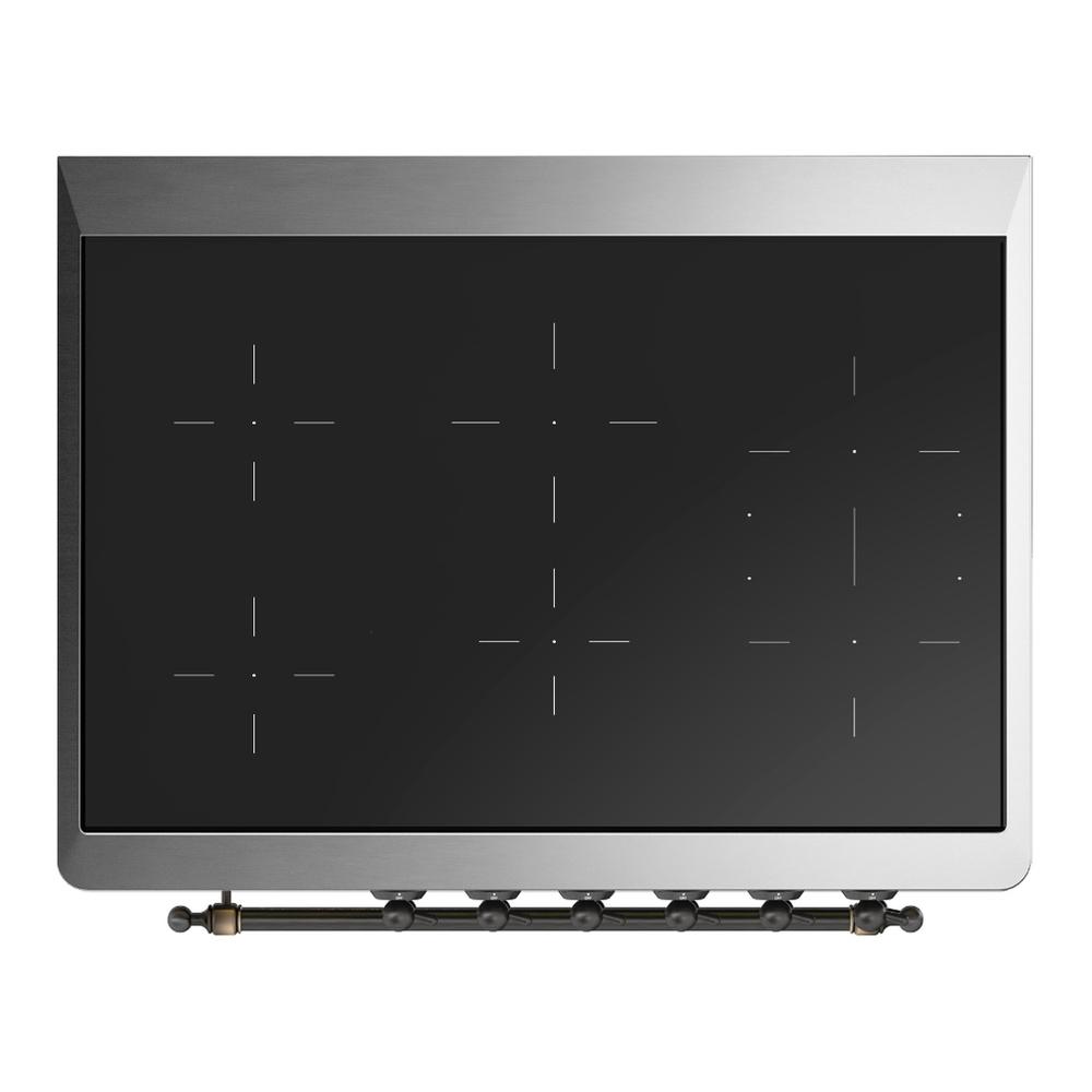 Ilve UMIB36QNR3MBB Ilve Umib36Qnr3Mbb Majestic Iii 36 Inch Induction Range With 6 Elements, 3.5 Cu. Ft. Total Oven Capacity (Solid Door, Midnight Blue, Burnished)