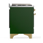 Ilve UM48FQNR3EGGLP Ilve Um48Fqnr3Egglp Majestic Iii 48 Inch Dual Fuel Range With 8 Burners And Griddle, Dual Function Burner Up To 25,000 Btu (Liquid Propane, Solid Door, Emerald Green, Brass)
