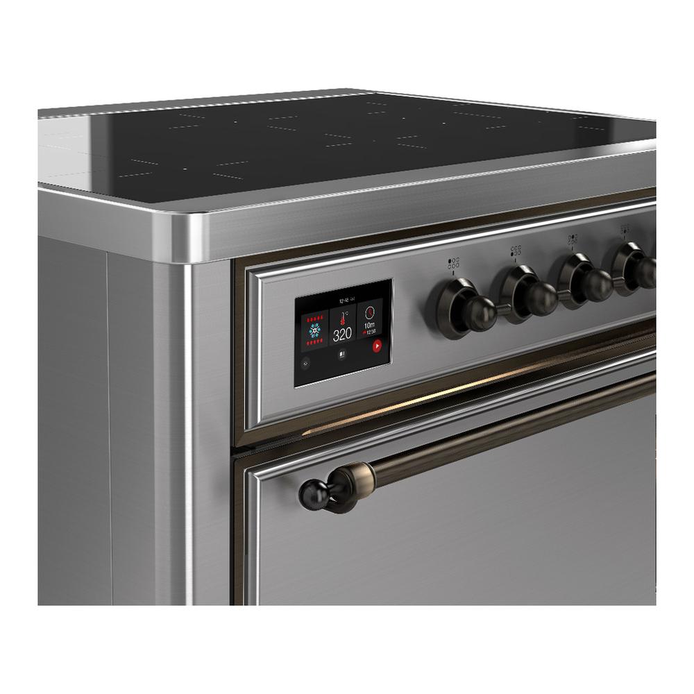 Ilve UMIB36QNR3SSB Ilve Umib36Qnr3Ssb Majestic Iii 36 Inch Induction Range With 6 Elements, 3.5 Cu. Ft. Total Oven Capacity (Solid Door, Stainless Steel, Burnished)