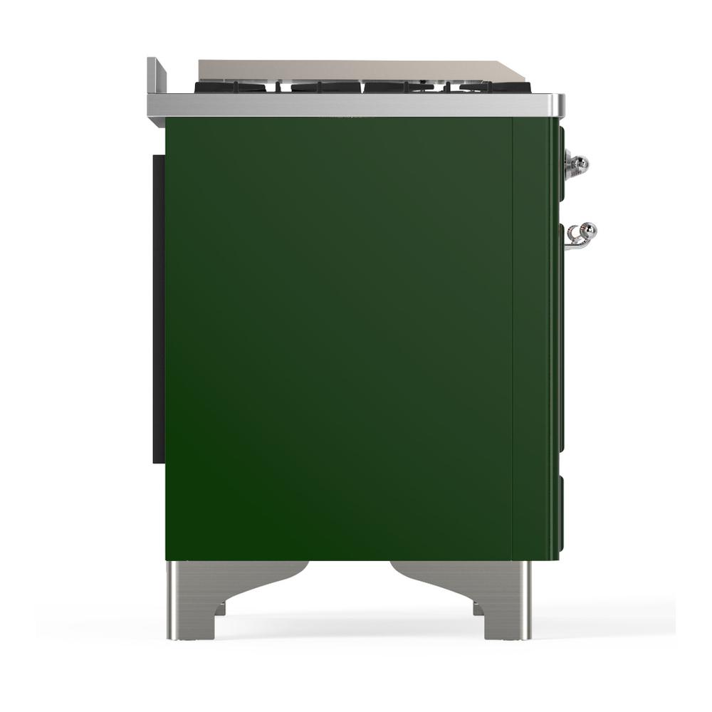 Ilve UM48FNR3EGCLP Ilve Um48Fnr3Egclp Majestic Iii 48 Inch Dual Fuel Range With 8 Burners And Griddle, Dual Function Burner Up To 25,000 Btu (Liquid Propane, Triple Glass Door, Emerald Green, Chrome)