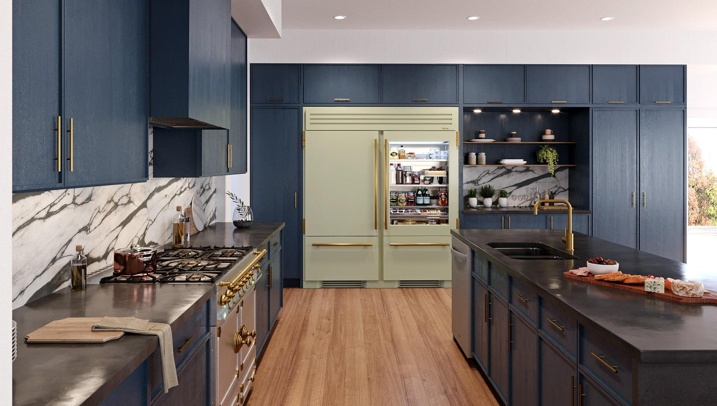 True Residential TR30RBFLSGA 30 Inch Stainless Glass Door Left Hinge Refrigerator With Bottom Freezer