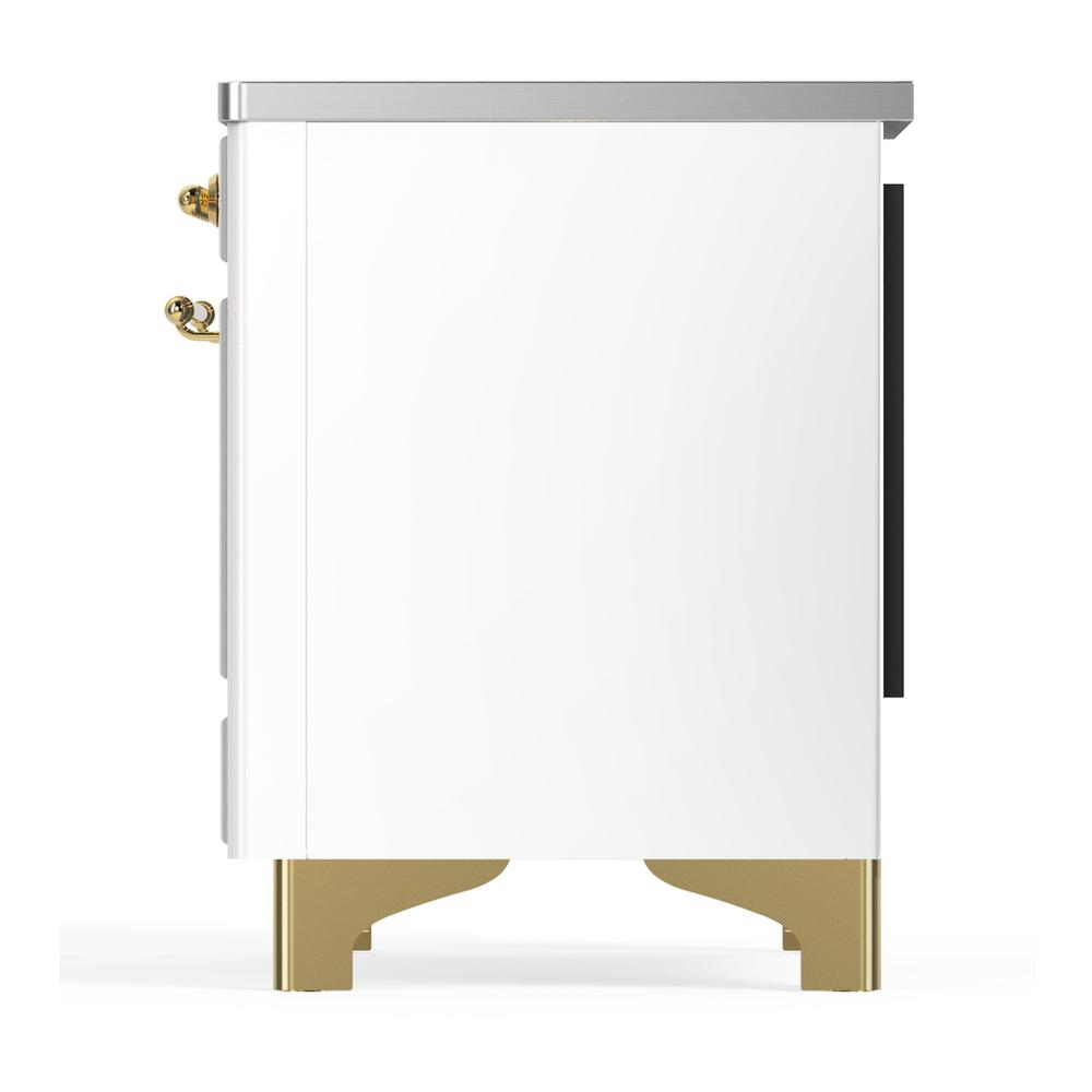 Ilve UMIB36NR3WHG Ilve Umib36Nr3Whg Majestic Iii 36 Inch Induction Range With 6 Elements, 3.5 Cu. Ft. Total Oven Capacity (Triple Glass Door, White, Brass)