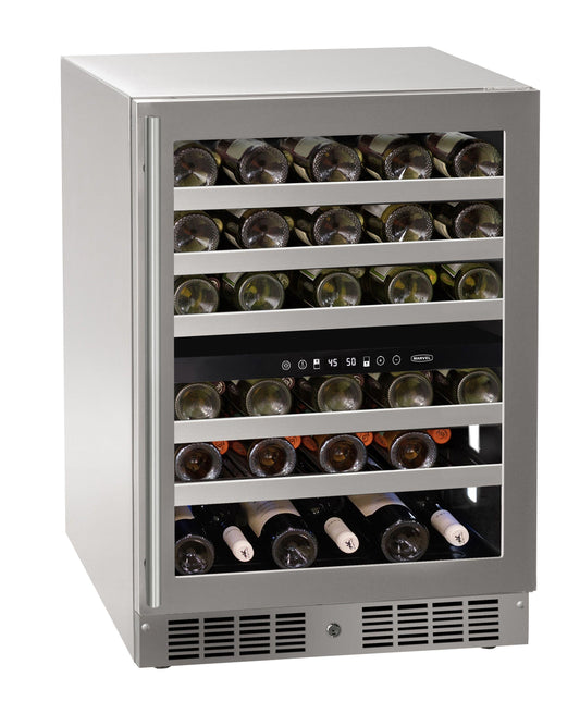 Marvel MRWD224SG31A 24 Inch Dual-Zone Wine Refrigerator With Door Style - Stainless Steel Frame Glass