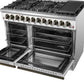 Forno FFSGS615648WHT Galiano 48-Inch Dual Fuel Range White & Antique Brass Design With 8 Sealed Burners 107,000 Btu, 6.58 Cu. Ft. Double Ovens & Griddle