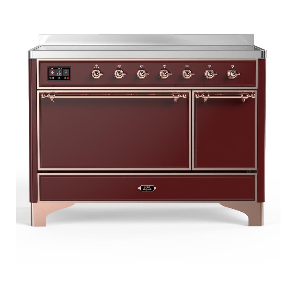 Ilve UMIB48QNR3BUP Ilve Umib48Qnr3Bup Majestic Iii 48 Inch Induction Range With 6 Elements, 5.02 Cu. Ft. Total Oven Capacity (Solid Door, Burgundy, Copper)