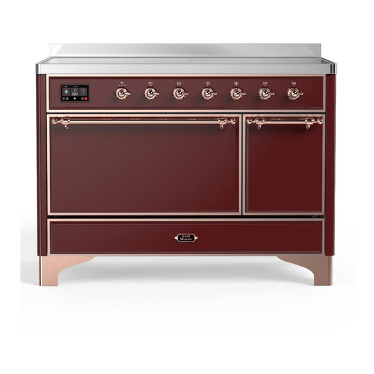 Ilve UMIB48QNR3BUP Ilve Umib48Qnr3Bup Majestic Iii 48 Inch Induction Range With 6 Elements, 5.02 Cu. Ft. Total Oven Capacity (Solid Door, Burgundy, Copper)