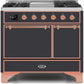 Ilve UMD10FDQNS3MGP Majestic Ii 40 Inch Dual Fuel Natural Gas Freestanding Range In Matte Graphite With Copper Trim