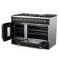 Forno FFSGS635648BLK Forno Galiano 48-Inch French Door Dual Fuel Range, Black & Antique Brass Design, 8 Sealed Burners - 107,000 Btu, Griddle, 6.58 Cu.Ft. Double Ovens