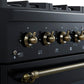 Forno FFSGS621936BLK Forno Antico 36-Inch Freestanding Gas Range, Black, Antique Brass Design, 6 Burners, Convection Oven, Energy Efficient