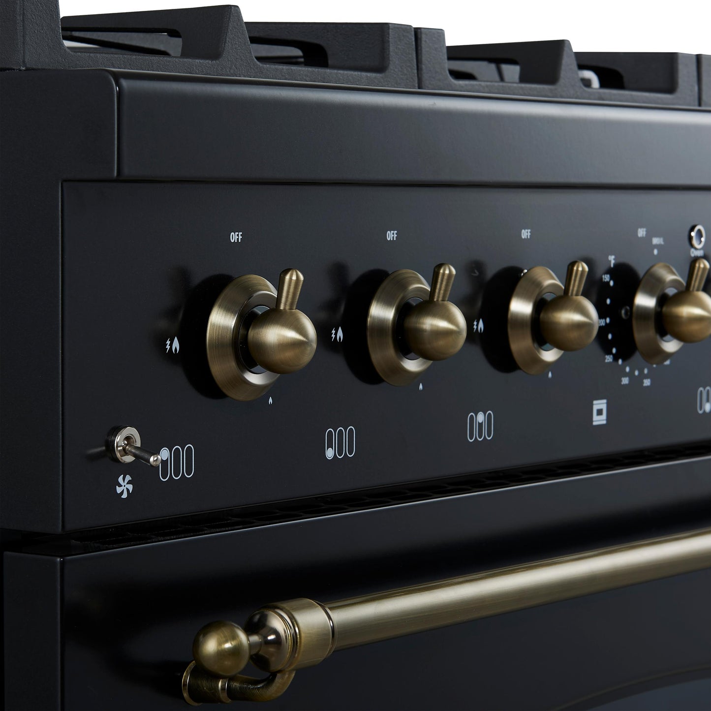 Forno FFSGS621936BLK Forno Antico 36-Inch Freestanding Gas Range, Black, Antique Brass Design, 6 Burners, Convection Oven, Energy Efficient