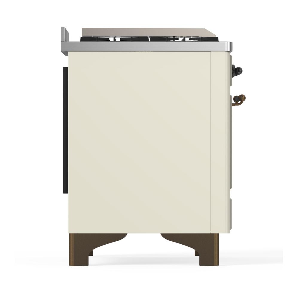 Ilve UM36FNR3AWB Ilve Um36Fnr3Awb Majestic Iii 36 Inch Dual Fuel Range With 6 Black Brass Burners And Griddle, Dual Function Burner Up To 25,000 Btu (Triple Glass Door, Antique White, Burnished, Natural Gas)