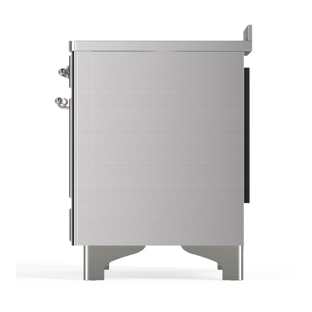 Ilve UMIB48QNR3SSC Ilve Umib48Qnr3Ssc Majestic Iii 48 Inch Induction Range With 6 Elements, 5.02 Cu. Ft. Total Oven Capacity (Solid Door, Stainless Steel, Chrome)