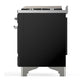 Ilve UM60FQNR3BKCLP Ilve Um60Fqnr3Bkclp Majestic Iii 60 Inch Dual Fuel Range With 9 Burners And Griddle, Dual Function Burner Up To 25,000 Btu (Liquid Propane, Solid Door, Glossy Black, Chrome)