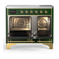 Ilve UMDIB40QNR3EGG Ilve Umdib40Qnr3Egg Majestic Iii 40 Inch Induction Range With 6 Elements, 3.82 Cu. Ft. Total Oven Capacity (Solid Door, Emerald Green, Brass)