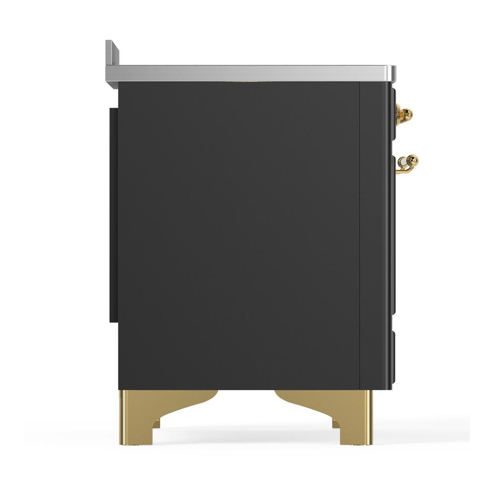 Ilve UMIB48QNR3MGG Ilve Umib48Qnr3Mgg Majestic Iii 48 Inch Induction Range With 6 Elements, 5.02 Cu. Ft. Total Oven Capacity (Solid Door, Graphite Matte, Brass)