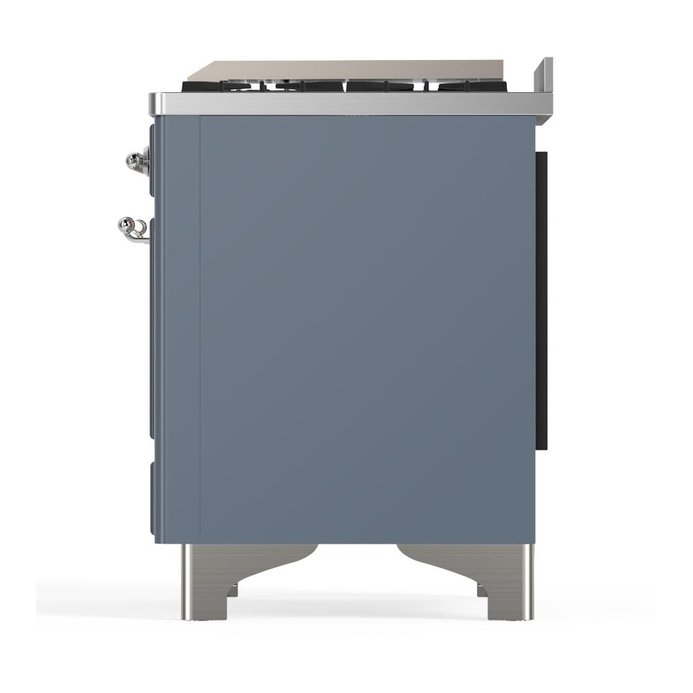 Ilve UM48FQNR3BGCLP Ilve Um48Fqnr3Bgclp Majestic Iii 48 Inch Dual Fuel Range With 8 Burners And Griddle, Dual Function Burner Up To 25,000 Btu (Liquid Propane, Solid Door, Blue Grey, Chrome)