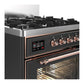 Ilve UM30NR3MGP Ilve Um30Nr3Mgp Majestic Iii 30 Inch Dual Fuel Range With 5 Black Brass Burners, Dual Function Burner Up To 25,000 Btu (Natural Gas, Triple Glass Door, Graphite Matte, Copper)