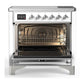 Ilve UMIB36QNR3WHC Ilve Umib36Qnr3Whc Majestic Iii 36 Inch Induction Range With 6 Elements, 3.5 Cu. Ft. Total Oven Capacity (Solid Door, White, Chrome)