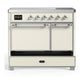 Ilve UMDIB40QNR3AWC Ilve Umdib40Qnr3Awc Majestic Iii 40 Inch Induction Range With 6 Elements, 3.82 Cu. Ft. Total Oven Capacity (Solid Door, Antique White, Chrome)