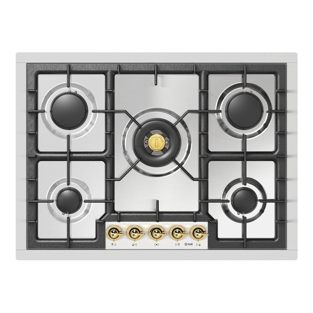 Ilve UHCPT75NSSG Ilve Uhcpt75Nssg Nostalgie Ii 30 Inch Built-In Gas Cooktop With 5 Burners, In Stainless Steel (Natural Gas)
