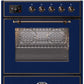 Ilve UM30DNE3MBB Majestic Ii 30 Inch Dual Fuel Natural Gas Freestanding Range In Blue With Bronze Trim