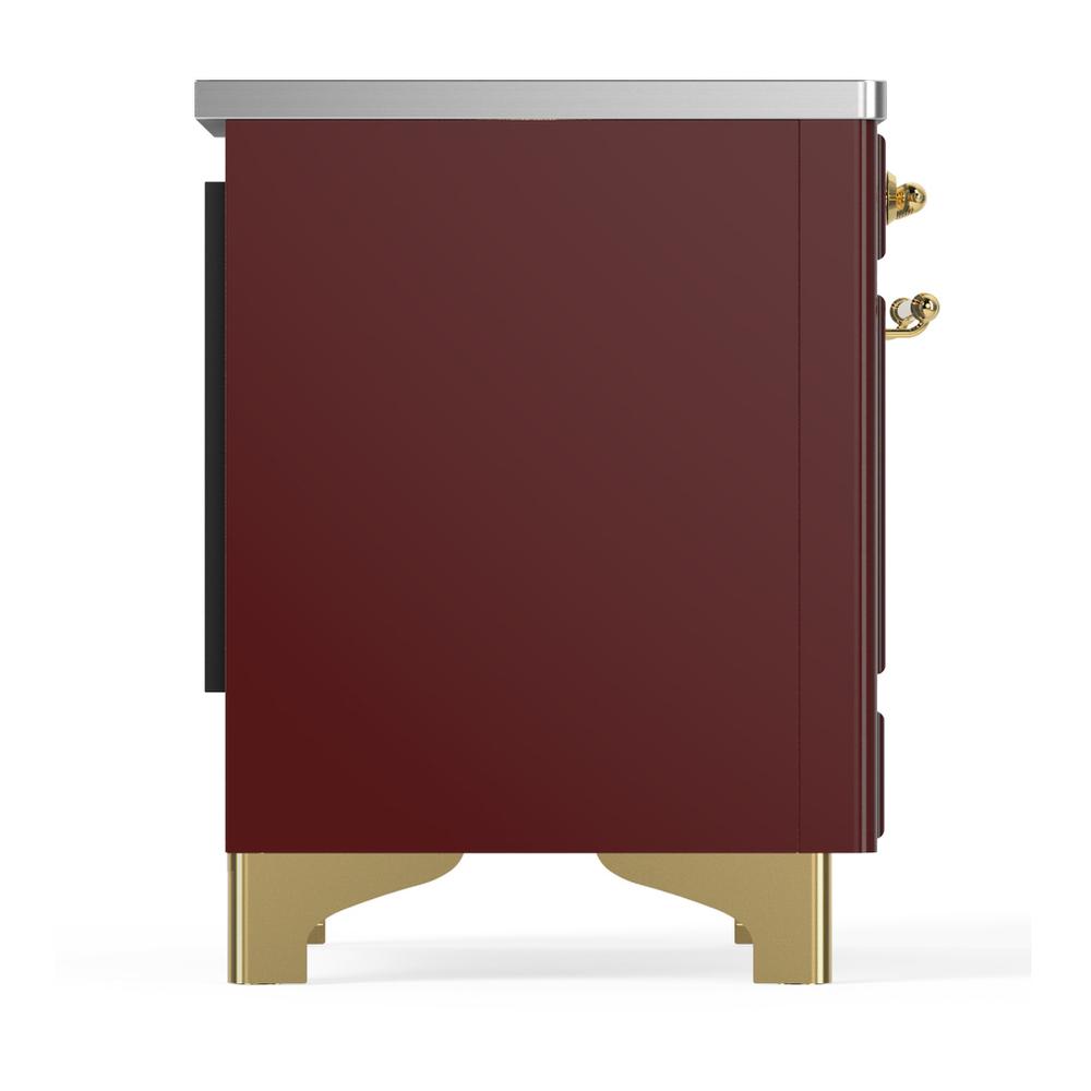 Ilve UMDIB40QNR3BUG Ilve Umdib40Qnr3Bug Majestic Iii 40 Inch Induction Range With 6 Elements, 3.82 Cu. Ft. Total Oven Capacity (Solid Door, Burgundy, Brass)