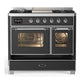 Ilve UMD40FNR3MGC Ilve Umd40Fnr3Mgc Majestic Iii 40 Inch Dual Fuel Range With 6 Burners And Griddle, Dual Function Burner Up To 25,000 Btu (Natural Gas, Triple Glass Door, Graphite Matte, Chrome)