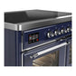 Ilve UMDIB40NR3MBC Ilve Umdib40Nr3Mbc Majestic Iii 40 Inch Induction Range With 6 Elements, 3.82 Cu. Ft. Total Oven Capacity (Triple Glass Door, Midnight Blue, Chrome)