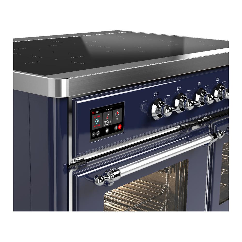 Ilve UMDIB40NR3MBC Ilve Umdib40Nr3Mbc Majestic Iii 40 Inch Induction Range With 6 Elements, 3.82 Cu. Ft. Total Oven Capacity (Triple Glass Door, Midnight Blue, Chrome)