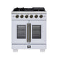 Forno FFSGS646030WHT Forno Capriasca 30-Inch White Freestanding French Door Gas Range, 4 Burners, Convection Oven, Energy Efficient