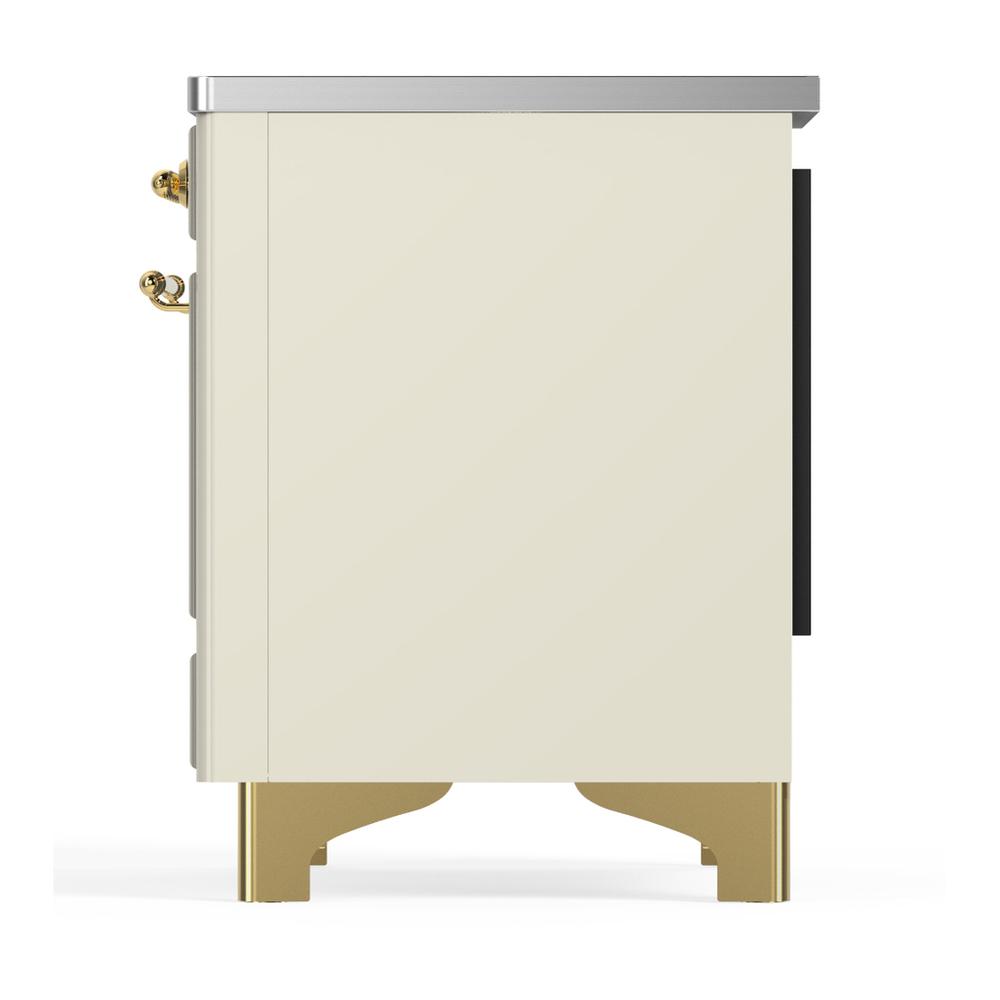 Ilve UMDIB40NR3AWG Ilve Umdib40Nr3Awg Majestic Iii 40 Inch Induction Range With 6 Elements, 3.82 Cu. Ft. Total Oven Capacity (Triple Glass Door, Antique White, Brass)