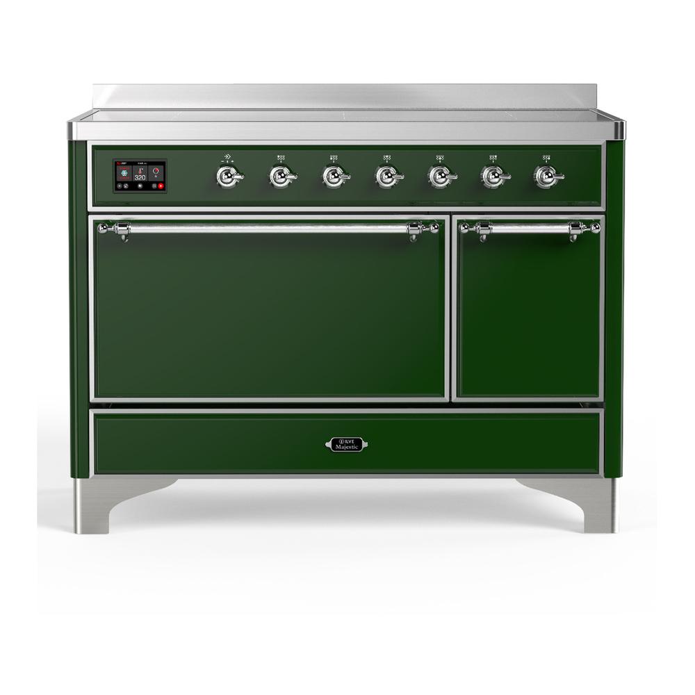 Ilve UMIB48QNR3EGC Ilve Umib48Qnr3Egc Majestic Iii 48 Inch Induction Range With 6 Elements, 5.02 Cu. Ft. Total Oven Capacity (Solid Door, Emerald Green, Chrome)