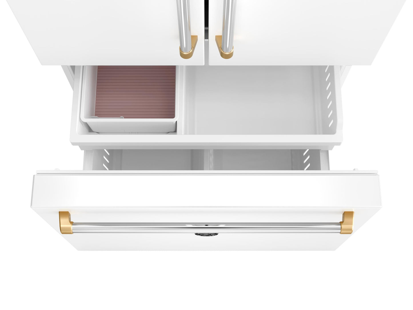 Bertazzoni RFD36FZNW Bertazzoni Master Series 36 In. 26.2 Cu. Ft. Bianco Matt With Gold Accents Counter Depth French Door Refrigerator