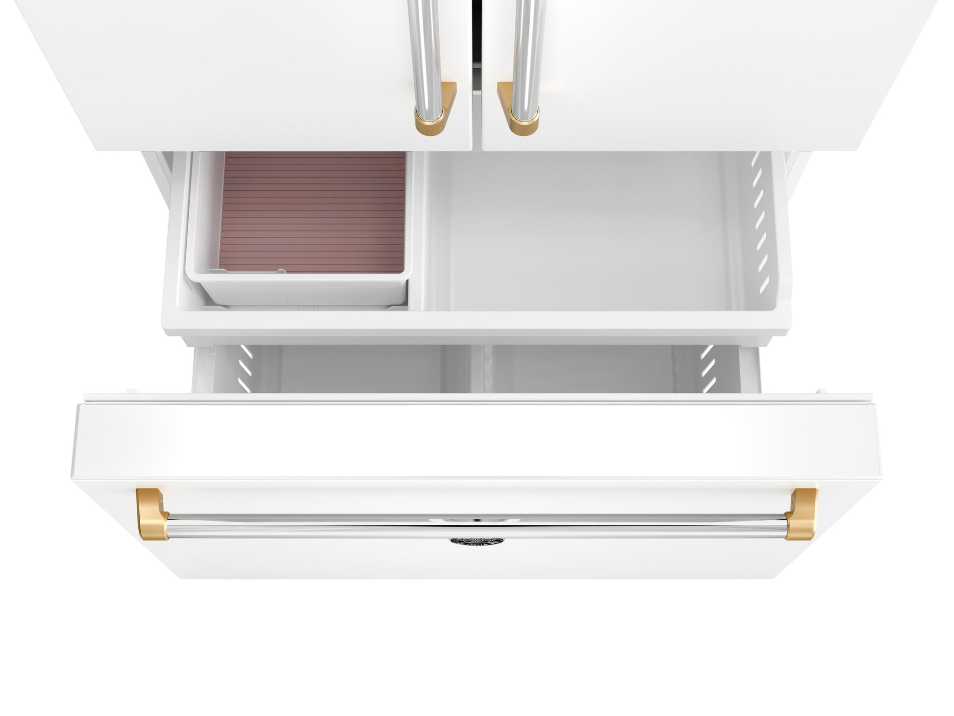 Bertazzoni RFD36FZNW Bertazzoni Master Series 36 In. 26.2 Cu. Ft. Bianco Matt With Gold Accents Counter Depth French Door Refrigerator