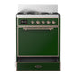 Ilve UM30QNR3EGPLP Ilve Um30Qnr3Egplp Majestic Iii 30 Inch Dual Fuel Range With 5 Black Brass Burners, Dual Function Burner Up To 25,000 Btu (Liquid Propane, Solid Door, Emerald Green, Copper)