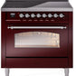 Ilve UPI366NMPBUC Nostalgie Ii 36 Inch Electric Freestanding Range In Burgundy With Chrome Trim