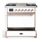 Ilve UM36FQNR3WHP Ilve Um36Fqnr3Whp Majestic Iii 36 Inch Dual Fuel Range With 6 Black Brass Burners And Griddle, Dual Function Burner Up To 25,000 Btu (Solid Door, White, Copper, Natural Gas)