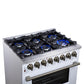 Forno FFSGS612536WHT Forno Massimo 36 Inch Freestanding Dual Fuel Range In White With Antique Brass Accessories, 6 Burners, 5.36 Cu. Ft. Convection Oven