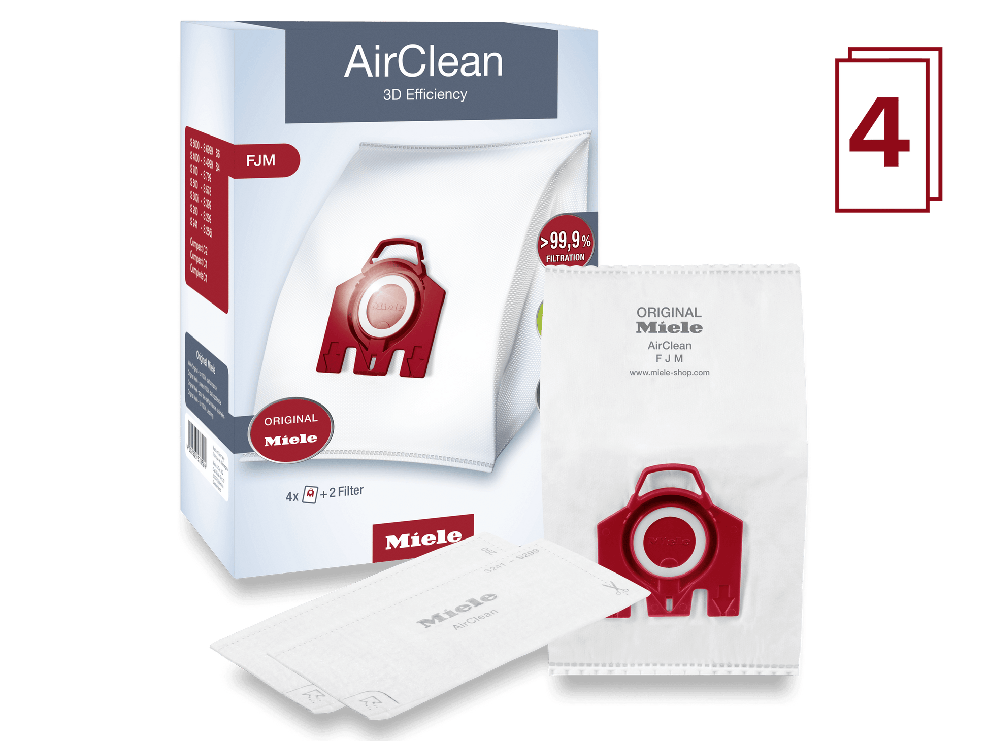 Miele FJMAIRCLEAN3D Airclean 3D Efficiency Fjm Dustbags - Ensures That Dust Picked Up Stays Inside The Machine.