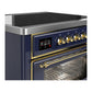Ilve UMIB36NR3MBG Ilve Umib36Nr3Mbg Majestic Iii 36 Inch Induction Range With 6 Elements, 3.5 Cu. Ft. Total Oven Capacity (Triple Glass Door, Midnight Blue, Brass)