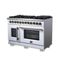 Forno FFSGS638748WHT Forno Capriasca 48 Inch Freestanding French Door Dual Fuel Range In White With Antique Brass Accessories, 8 Burners, True Convection Oven