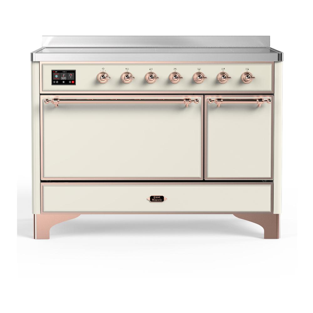Ilve UMIB48QNR3AWP Ilve Umib48Qnr3Awp Majestic Iii 48 Inch Induction Range With 6 Elements, 5.02 Cu. Ft. Total Oven Capacity (Solid Door, Antique White, Copper)