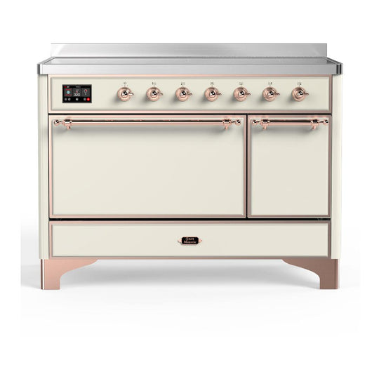Ilve UMIB48QNR3AWP Ilve Umib48Qnr3Awp Majestic Iii 48 Inch Induction Range With 6 Elements, 5.02 Cu. Ft. Total Oven Capacity (Solid Door, Antique White, Copper)