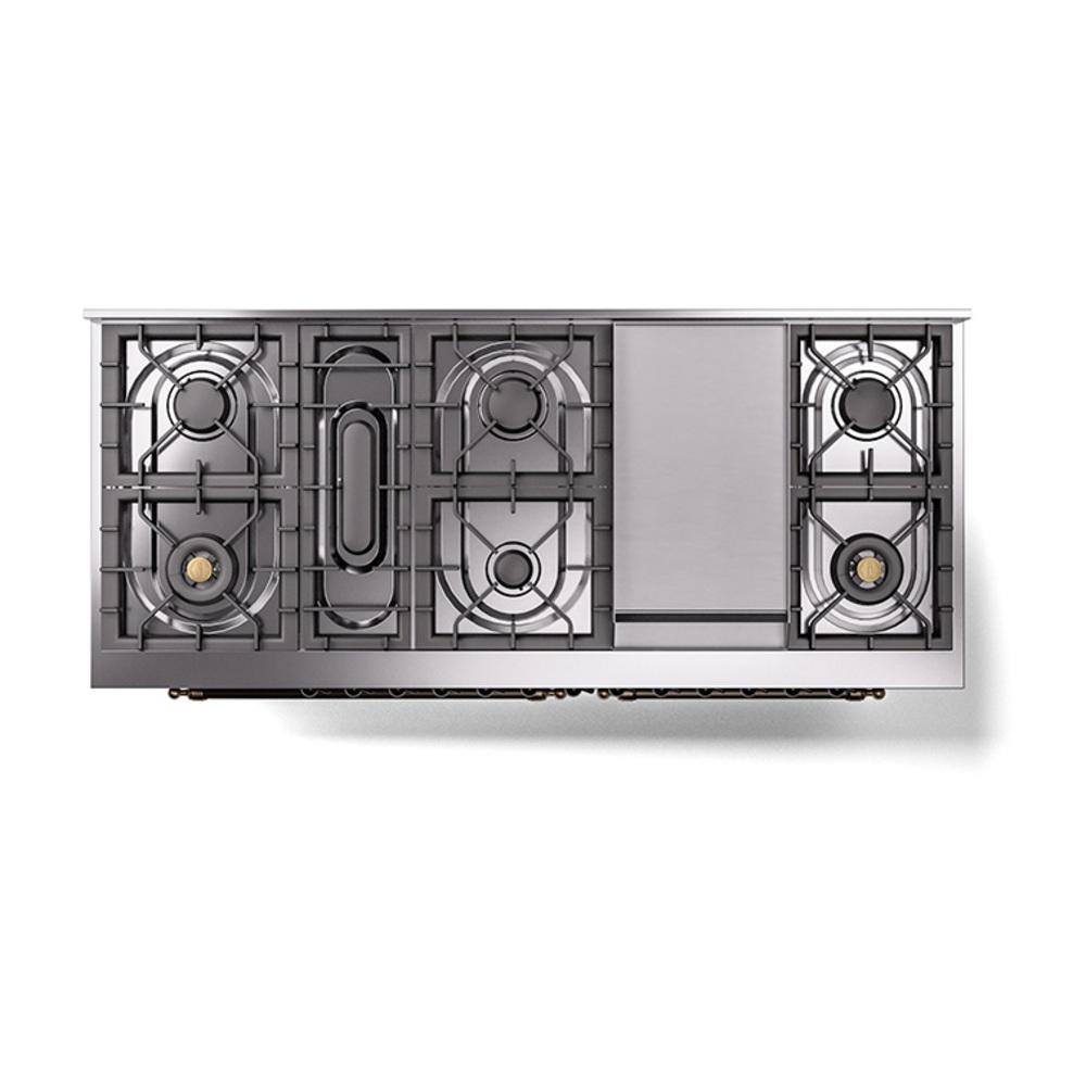 Ilve UN60FNMPMBBLP Ilve Un60Fnmpmbblp Nostalgie Ii Noblesse 60" Dual Fuel Range (9 Sealed Burners + Griddle, Liquid Propane, Triple Glass Door, Midnight Blue, Burnished)