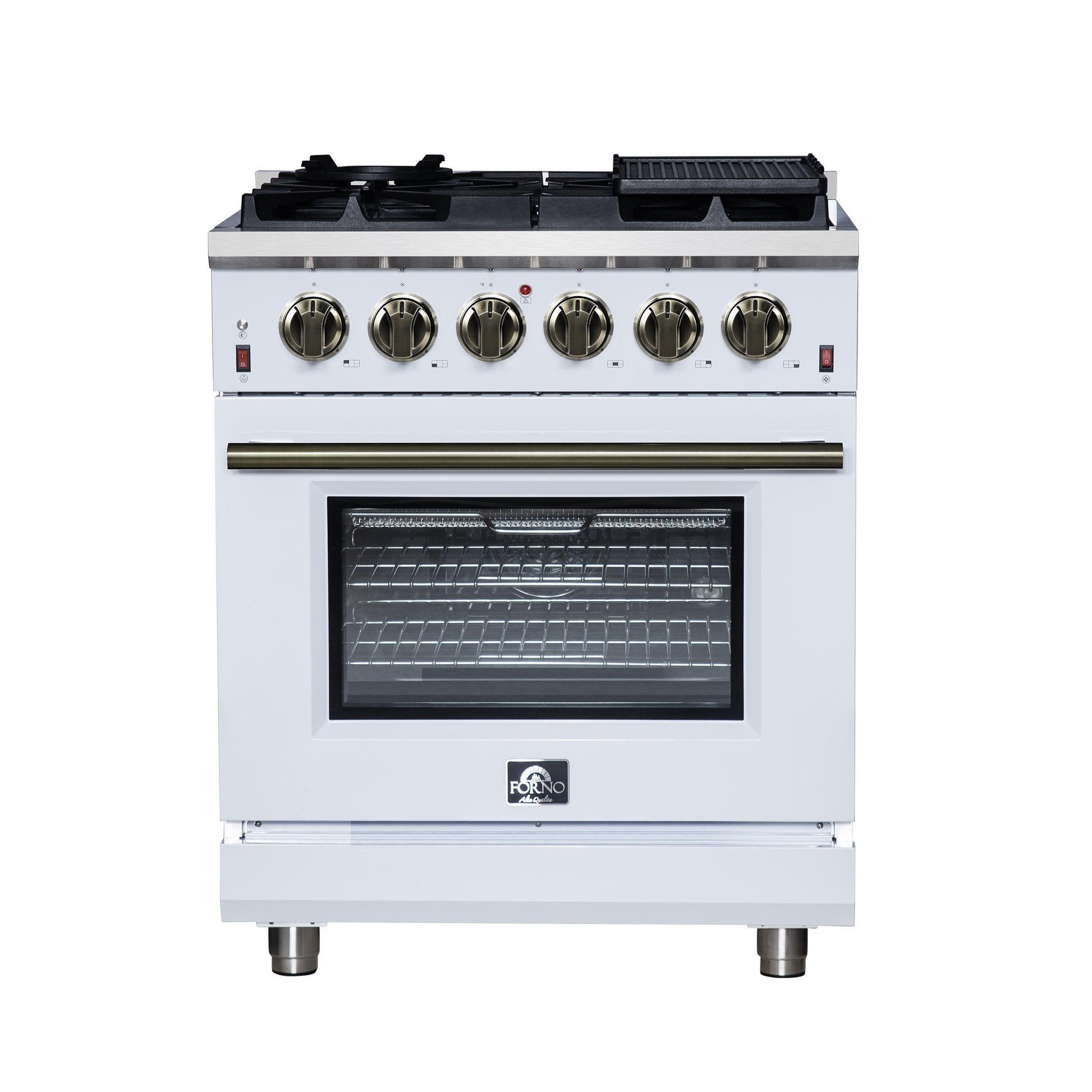 Forno FFSGS623930WHT Forno Massimo 30-Inch White Freestanding Gas Range, 5 Burners, True Convection Oven
