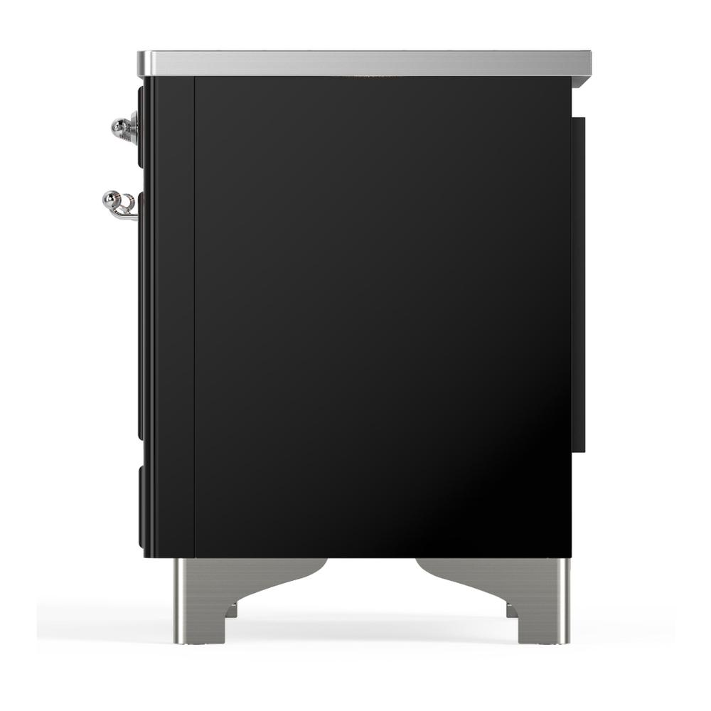 Ilve UMIB36QNR3BKC Ilve Umib36Qnr3Bkc Majestic Iii 36 Inch Induction Range With 6 Elements, 3.5 Cu. Ft. Total Oven Capacity (Solid Door, Glossy Black, Chrome)