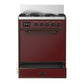 Ilve UM30QNR3BUB Ilve Um30Qnr3Bub Majestic Iii 30 Inch Dual Fuel Range With 5 Black Brass Burners, Dual Function Burner Up To 25,000 Btu (Natural Gas, Solid Door, Burgundy, Burnished)