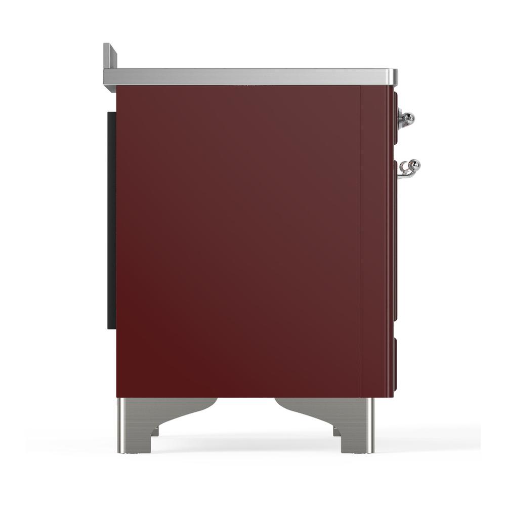 Ilve UMIB48QNR3BUC Ilve Umib48Qnr3Buc Majestic Iii 48 Inch Induction Range With 6 Elements, 5.02 Cu. Ft. Total Oven Capacity (Solid Door, Burgundy, Chrome)